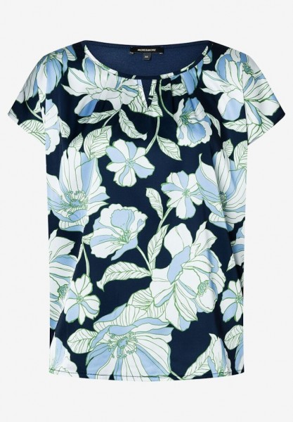 More &amp; More Blusenshirt mit Flowerprint marine/grün/ecru Sommer-Kollektion