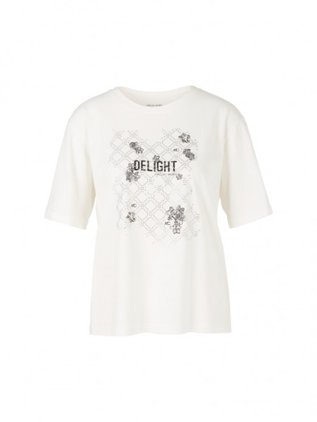 Marc Cain Sports Baumwoll-T-Shirt mit Glitzermotiv