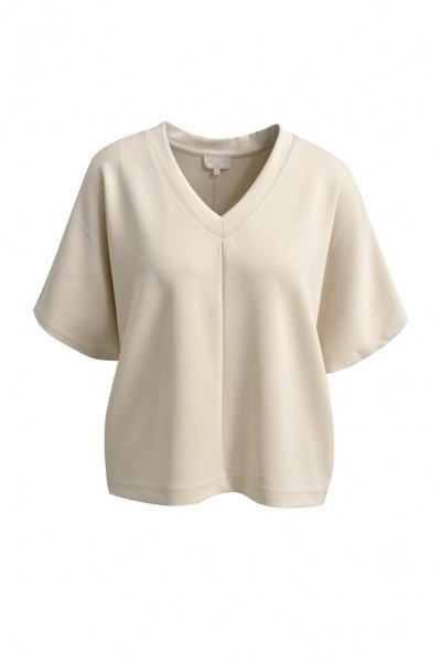 Milano Italy Sweatshirt w V-neck, oversized shoulder + dividing seam at cf