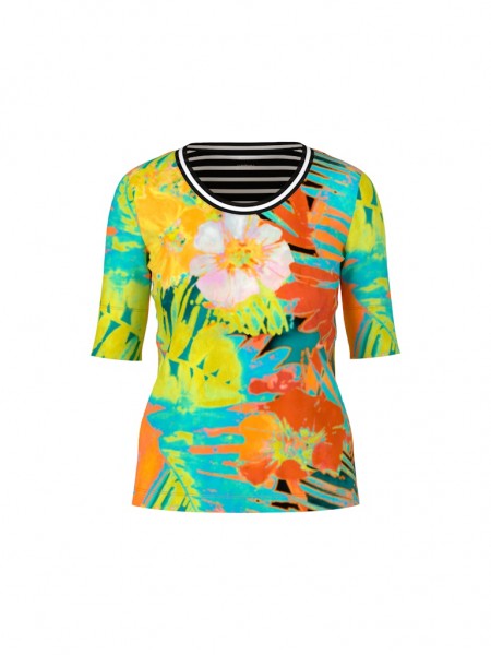 Marc Cain Sports Rippen-T-Shirt im Hawaii-Dessin