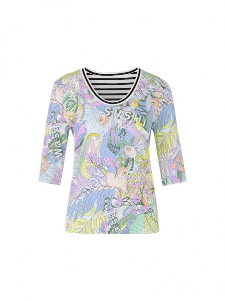 Marc Cain Sports Rippen-T-Shirt mit Sushi-Print