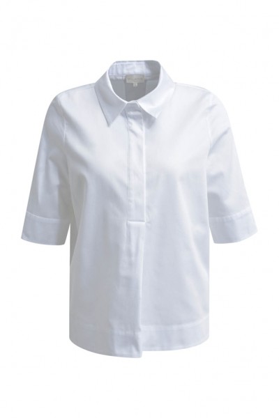 Milano Italy Blouse w collar + half placket, 1/2 sleeve