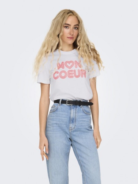 Only T-Shirt mit Coeur Schriftzug