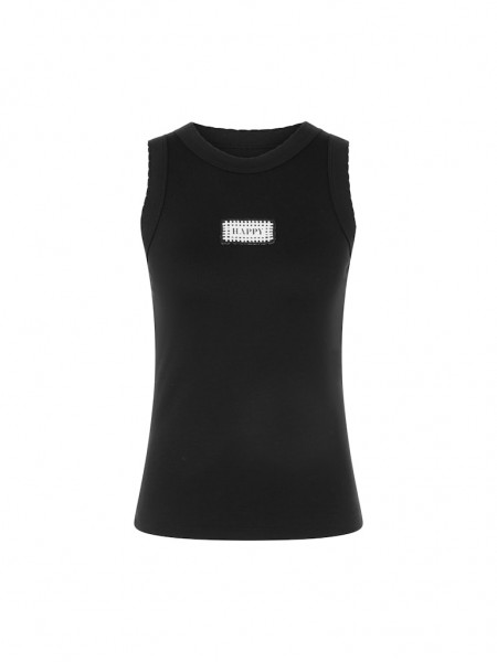 Marc Cain Sports Rippen-Top mit &quot;Happy&quot;-Patch