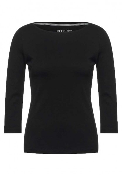 Cecil Basic Shirt in Unifarbe und U-Boot Ausschnitt